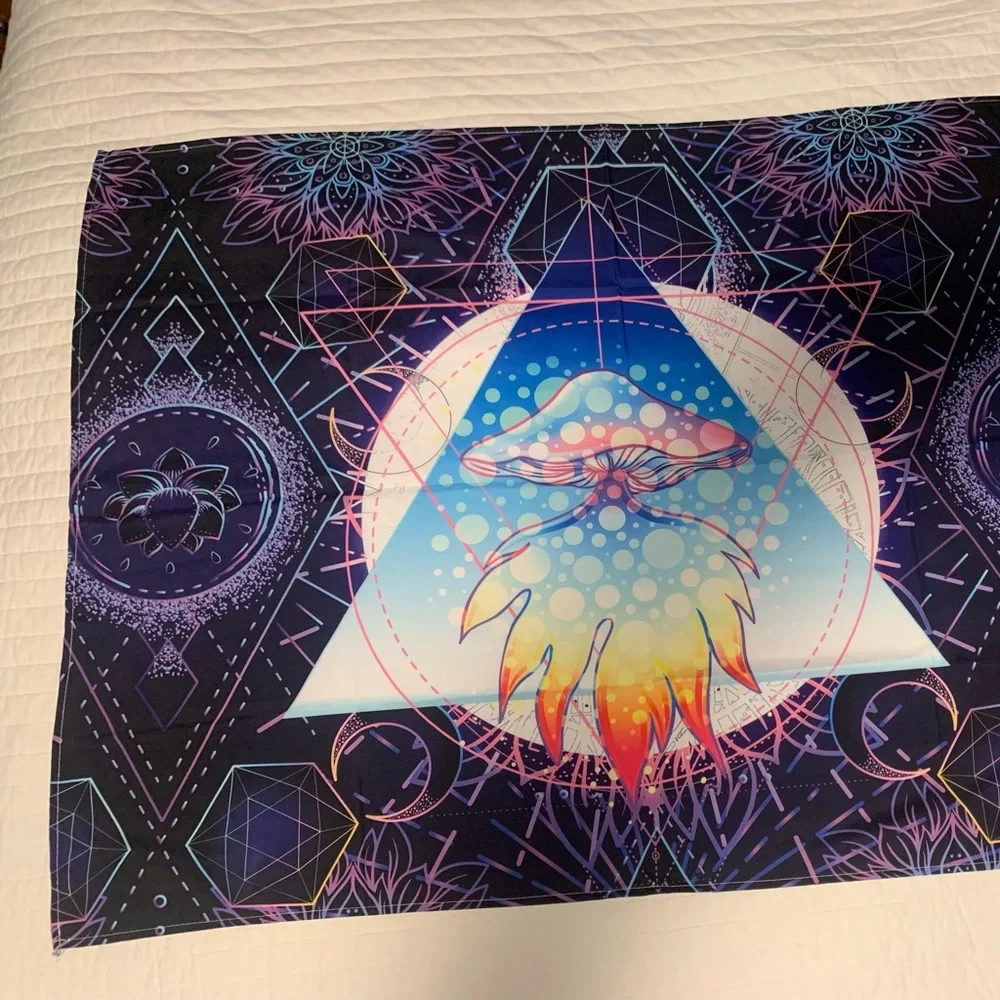 Jellyfish Fire Flame Tapestry geometric space alien digital lotus ocean sea anim